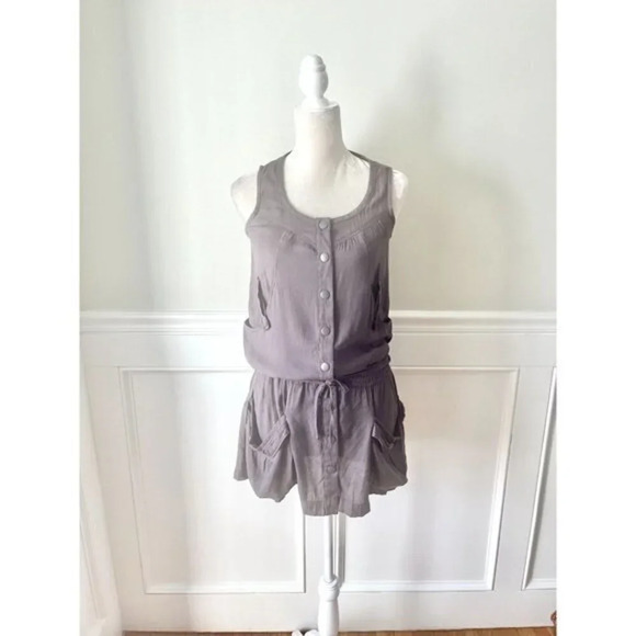 Anna Sui Silk Utility Dress with Flaws Gray 36 - Picture 1 of 6
